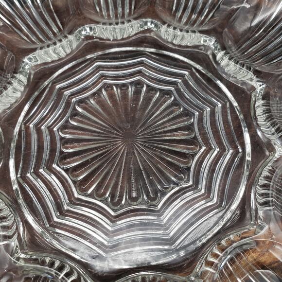 Anchor Hocking Wave Fan Clear Glass Egg Tray & Matching Relish Tray Set 9.5" - Picture 7 of 8